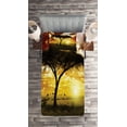thumbnail image 2 of Ambesonne African Quilted Coverlet 2 Pcs, Sunset in Savannah Animal, Twin Size, White Green Red, 2 of 2