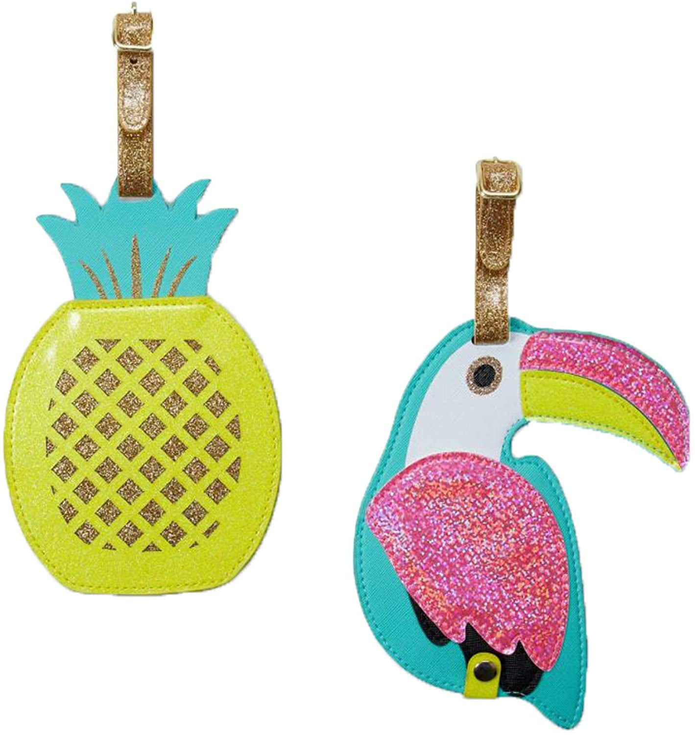 Rainbow Pineapple Luggage Tags Suitcase Labels Bag Travel Accessories Set of 2 