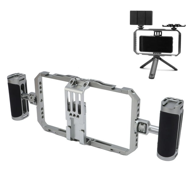 Phone Grip Stabiliser Cage, Phone Video Stabilizer Rig Kit Firm Grip Aluminum Alloy with 1/4in Screw Port for Live Streaming