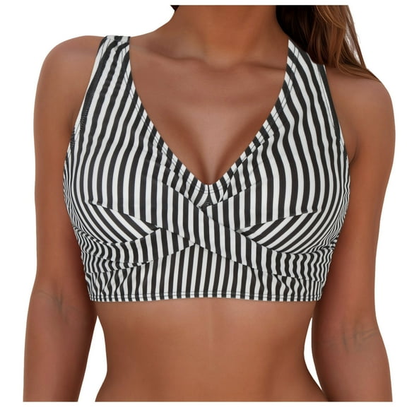 TTUHYWXI Women’s Criss Cross Underwire Bikini Top: Full Coverage Push-Up Swim Crop Top with Tie Back,White S