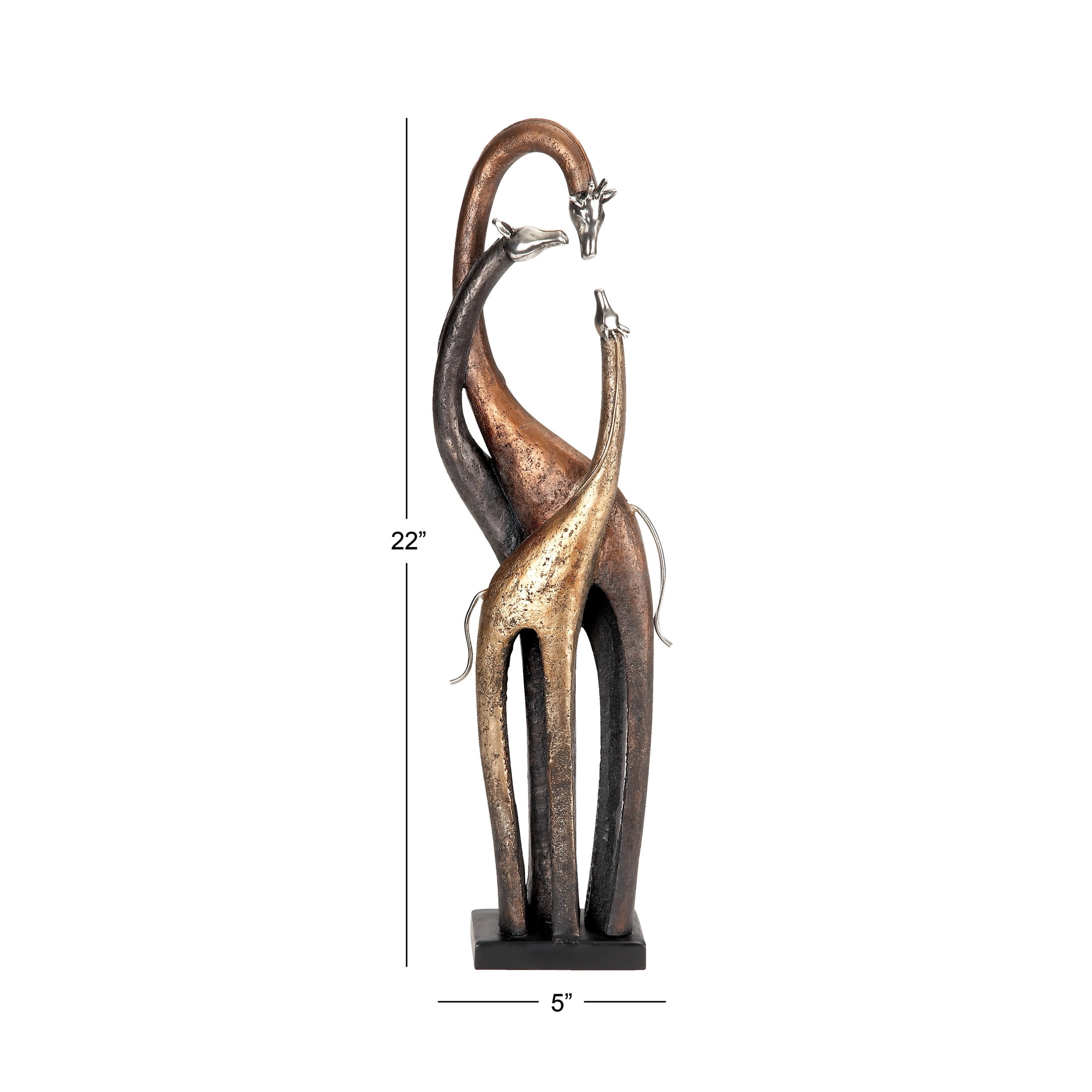 5" x 22" Brass Polystone Giraffe Sculpture, by DecMode