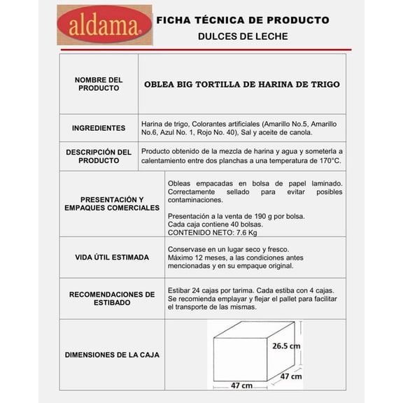 Oblea BIG Tortilla (Box with 3 bags of 190g each)