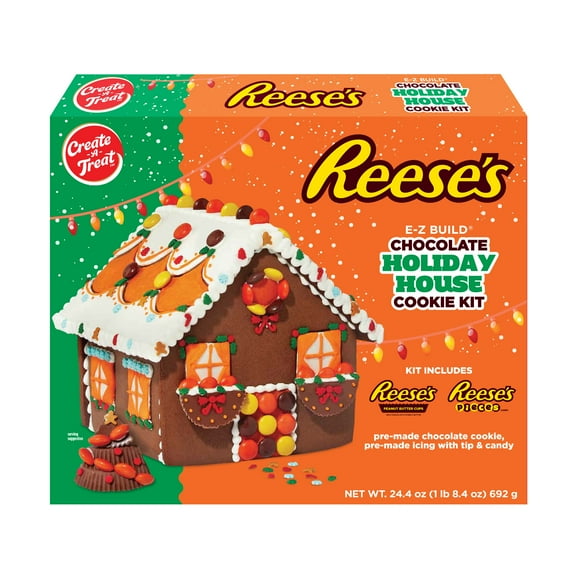 Create A Treat Reese's Chocolate Holiday House, Cookie Decorating Kit, 24.4 oz, Peanuts, Regular box