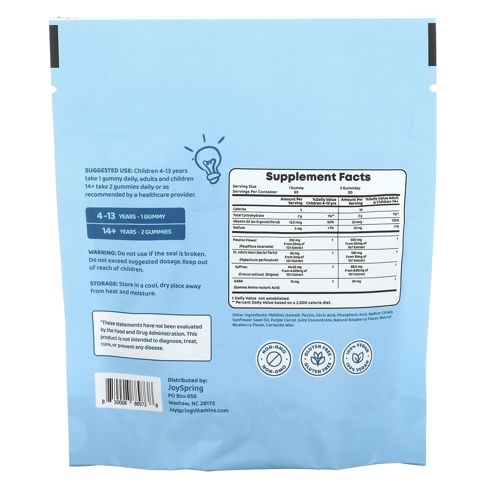 JoySpring Saffron Gummies for Kids Mood Supplement Support