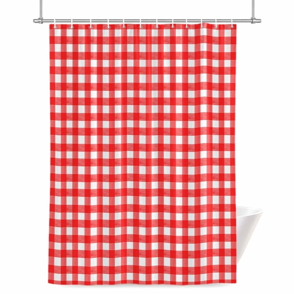 Shower Curtains for Bathroom-36"x72",Country Red Buffalo Plaid Waterproof Bath Curtain Grommet Shower Curtain Set with Hooks