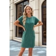 thumbnail image 4 of Womens Summer T Shirt Dress Casual Cap Sleeve Crewneck Loose Shift Mini Dresses Ink Green S, 4 of 9