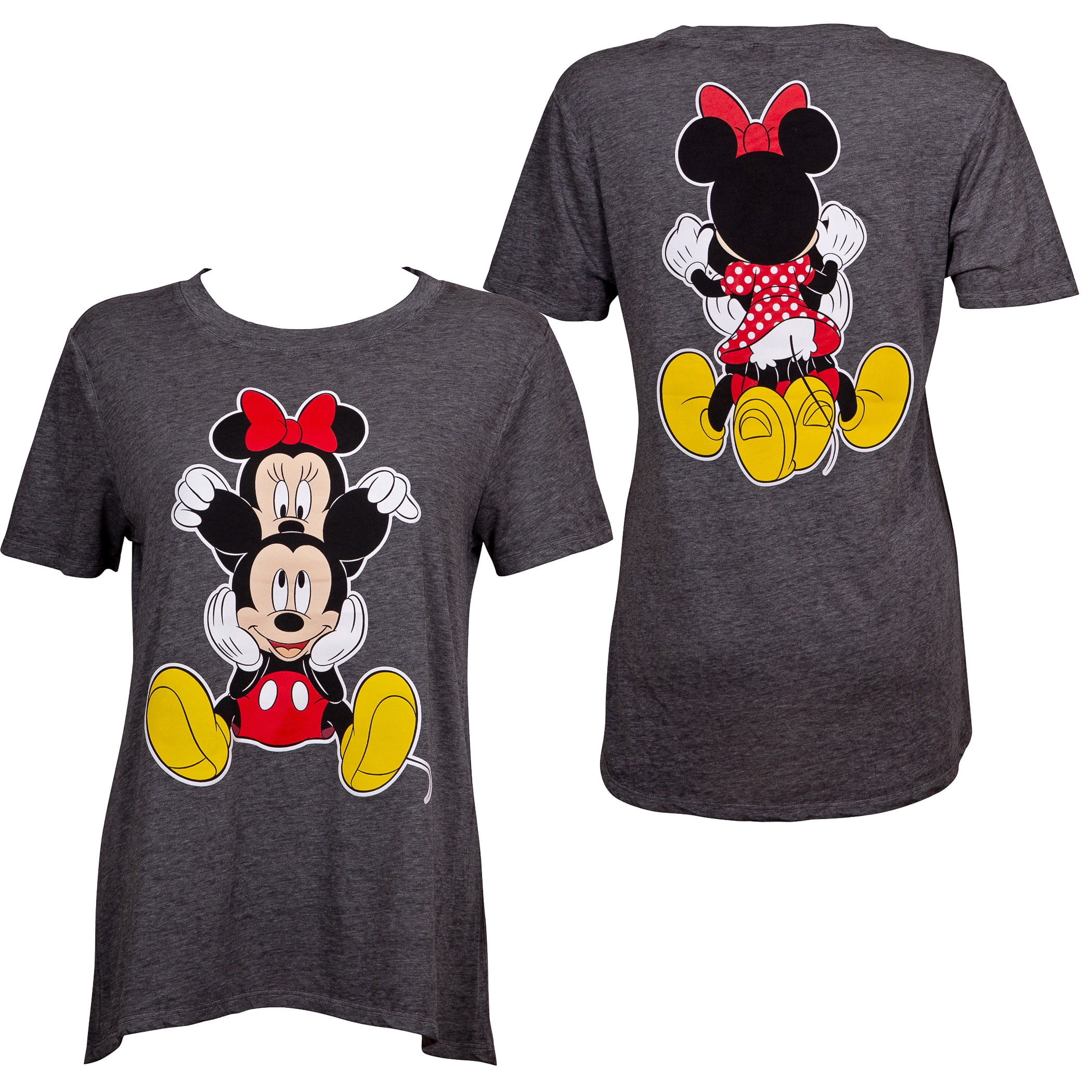 Mickey Mouse 796314-L Mickey Mouse Minnie Juniors Fitted Grey T-Shirt - Large - Walmart.com