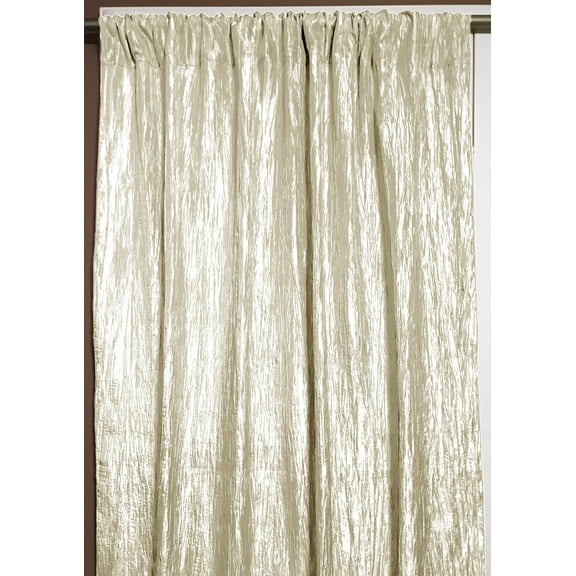 Crinkle Taffeta Crushed Pattern Single Curtain Panel 54 Inch Wide Ivory