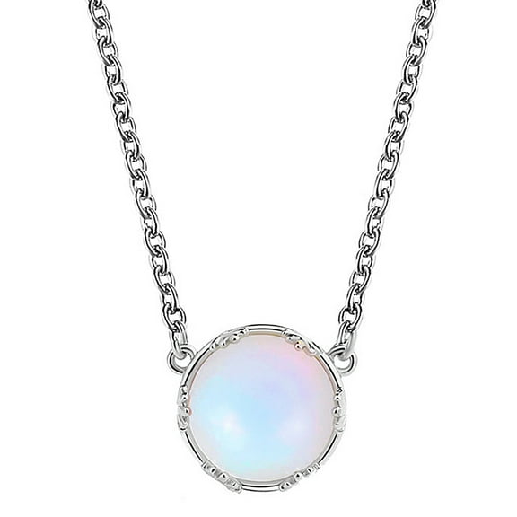 HOOWIFFY Noble Moonstone Necklace Luxury Shining Jewelry Pendant for Women Elegant 1 Pc