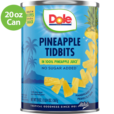 Dole Pineapple Tidbits in 100% Fruit Juice, 20 oz Can