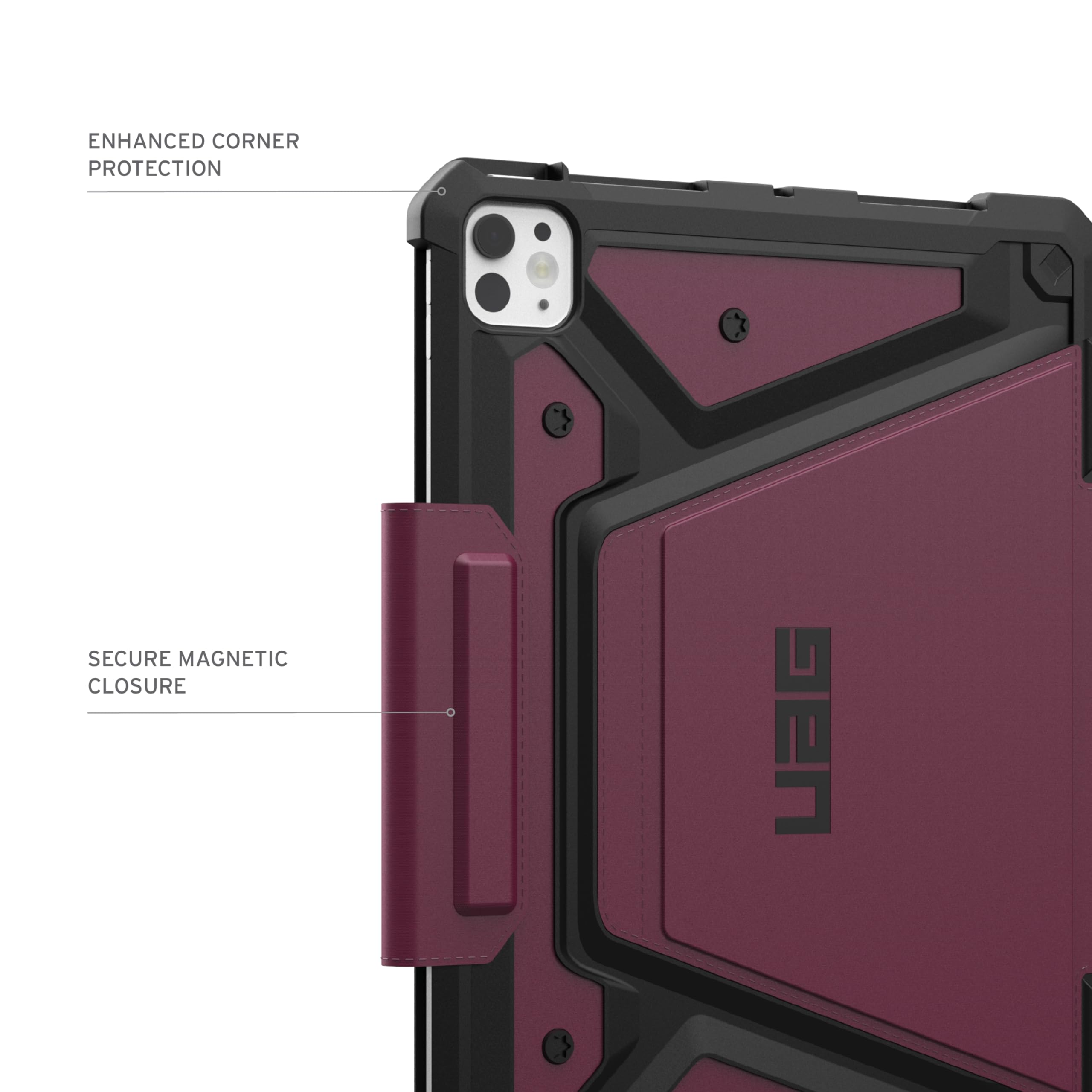 UAG iPad Pro 11" Case M5 2025 6th Gen, M4 2024 5th Gen A3357 A3358 A3359 A2836 A837 A3006, Adjustable Multi-Angle Stand Folio Cover w/Pencil Holder, Metropolis SE Bordeaux