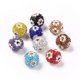 thumbnail image 1 of Polymer Clay Rhinestone Beads Pave Disco Ball Beads Round with Flower Mixed Color 16mm Hole: 1.6~1.8mm, 1 of 4