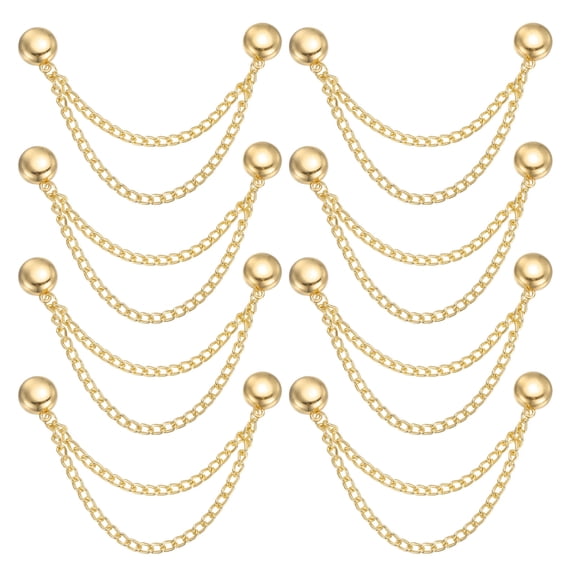 Uxcell 8 Pcs Magnet Clothing Pin, Round Style Multi-Function Metal Magnetic Clip Cuff Clips with Chain for Hem Fixing, Pants, Shirts, T-Shirt Shortening, Gold