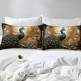 thumbnail image 4 of Peacock Sheet Set Exotic Birds Animal Sheets King, Elegant Gorgeous Golden Feather Bed Sheets Set Victorian Style Peacock Decor Bedding Set Home Decor Aesthetic for All Season, 4 of 5