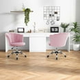 thumbnail image 5 of Costway Velvet Petal Shell Office Chair Adjustable Swivel Accent Vanity Armchair Pink, 5 of 9