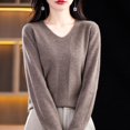 thumbnail image 5 of Pullover Sweaters For Women V Neck Soft Lightweight Loungewear Breathable Loose Fit Long Sleeve Travel Sweater Tops for Fall and Winter, Cozy and Practical, Ideal for Travel and Home,Brown,Size S, 5 of 5