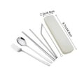 thumbnail image 3 of Korean Stainless Steel Cutlery Set, Knife, Fork, Spoon, Chopsticks, Straw, Brush, Storage Bag, Eco-Friendly Portable 7-Piece Dining Set, 3 of 6