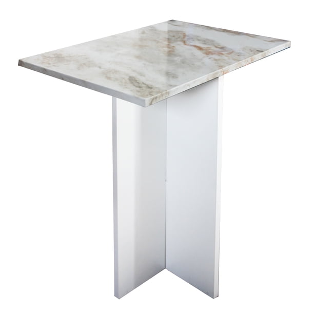 Mesa De Centro Mdf Melamico Vinil Metalico Tipo Marmol Resistente Blanco