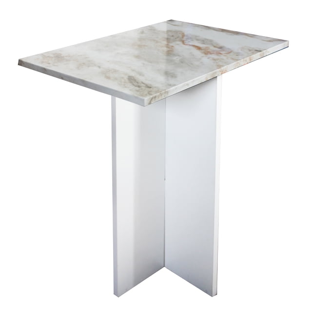 Mesa De Centro Mdf Melamico Vinil Metalico Tipo Marmol Resistente Blanco