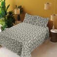 thumbnail image 2 of Ambesonne Forest Fitted & Flat Sheet with Shams 4 Pcs Set, Autumn Botanical Fern Leaves, Full, Army Green and White, 2 of 5