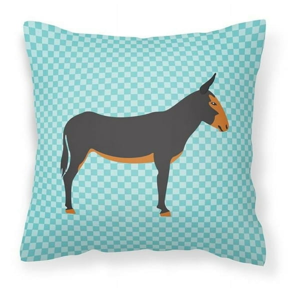 Carolines Treasures BB8029PW1414 Catalan Donkey Blue Check Fabric Decorative Pillow, 14 x 14 in.