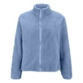 thumbnail image 3 of GXIPO Women 2024 Fall Winter Fleece Jackets Full Zip Long Sleeve Casual Soft Fuzzy Shaggy Teddy Coats Jacket Outerwear Sky Blue S, 3 of 6