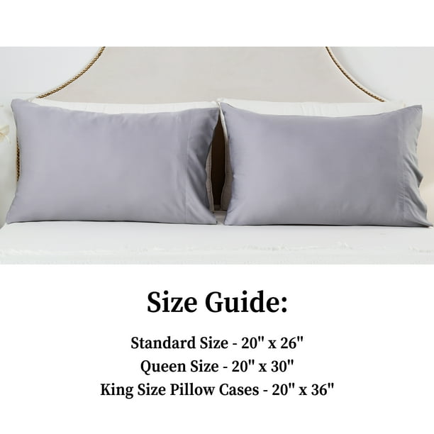 Bamboo Pillowcase Bedding Pillow Cases Queen Pillow Case Set of 2 Cooling Bed Pillowcases with Envelope Closure Soft Cool Luxury Great for Hair Skin or Hot Sleepers Grey Queen Size