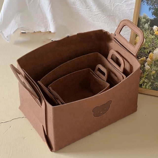 Cesto de almacenamiento plegable, cesto de almacenamiento de fieltro con cesto para la ropa, cesto de almacenamiento para el hogar de alta capacidad