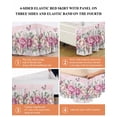 thumbnail image 6 of Watercolor Pink Floral Wrap Around Bed Skirts for Queen Bed 18" Drop,Bed Skirt with Adjustable Elastic Belt Dust Ruffle Bed Valance for Bedroom Hotel Spring Romantic Roses Butterfly Bed Frame Cover, 6 of 7