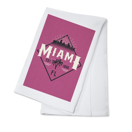 

Miami Florida Skyline Pink Contour (100% Cotton Tea Towel Decorative Hand Towel Kitchen and Home)