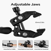 Super Clamp Double Camera Clamp, Crab Plier Clip Bracket Mount Monitor Magic Arm Double Ball Head Adapter for Photo Studio Light Stand, Photography Reflector, Photo Boom Stand, Cross Bars