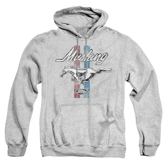 Ford Mustang Stripes Unisex Adult Pull-Over Hoodie, Athletic Heather,Medium