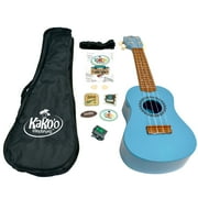 KaKo'o: 21" Professional Soprano Wooden Ukulele Set - Pacific Blue - Easy To Tune, Beginner To Advanced Players, Ages 5+