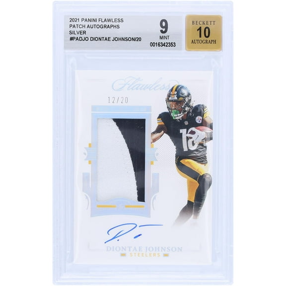 Diontae Johnson Pittsburgh Steelers Autographed 2021 Panini Flawless 2 Color Relic #PA-DJO #12/20 BGS Authenticated 9/10 Card - Fanatics Authentic Certified