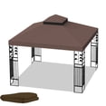thumbnail image 5 of 10x10 Replacement Gazebo Cover, Double Roof Gazebo Top with Net, UV Resistant & Waterproof Outdoor Gazebo Canopy for Garden Patio Lawns Parties, Coffee, 5 of 6