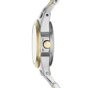 Time & Tru Womens Wristwatch: Two Tone Silver & Gold Round Mini Case and Bracelet, Gold Bezel, Silver Sunray Dial (FMDOTT105)