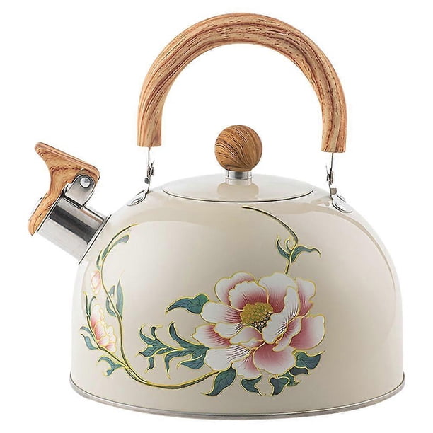Whistling Tea Kettle Teapot Water Kettle Kitchen Tea Pot Flower Pattern Stovetop Pot