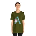thumbnail image 3 of Letter A Watercolor Flowers Unisex Jersey Short Sleeve Tee, 3 of 12