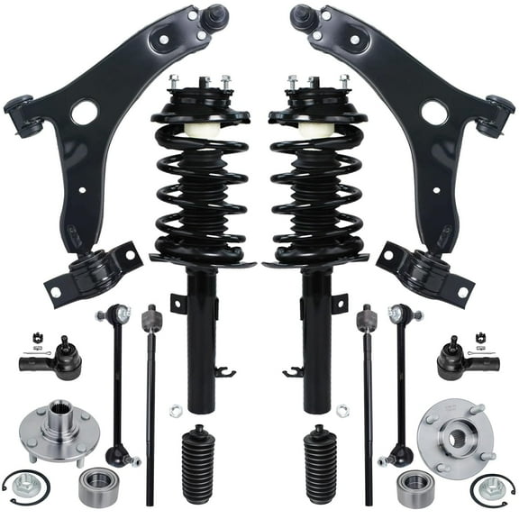 Detroit Axle - 14pc Suspension Kit for 2.0L 2006 2007 Ford Focus, 2 Ready Struts, 2 Wheel Hub Bearings, 2 Lower Control Arms w/Ball Joints, 4 Inner Outer Tie Rods, 2 Sway Bars, 2 Boots Replacement