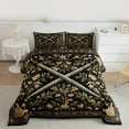 thumbnail image 2 of Manfei Retro Rustic Flower Full Size Comforter Sets,Country Floral Bedding Comforter Set,Brown Black Bedding Sets For Girl Boy,Luxury Bedroom Decor Reversible,3 Pieces, 2 of 8