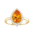 thumbnail image 4 of Pear Shaped Lab Grown Orange Sapphire Cocktail Ring with Diamond Halo - AAAA Grade, 18K Yellow Gold, US 7.50, 4 of 8