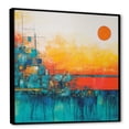 thumbnail image 2 of Designart "Minimalist Sunset in Blue and Orange II" Abstract Framed Wall Art - Transitional Orange Abstract Minimalism Entryway Framed Wall Art, 2 of 6