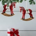 thumbnail image 4 of Christmas Ornament, Vintage Christmas Decoration, Resin Rocking Horse Pendant for Holiday Tree Decor, Small Dimensional Festive Ornament for Home, Wedding, Party, White Green Red, 4 of 6
