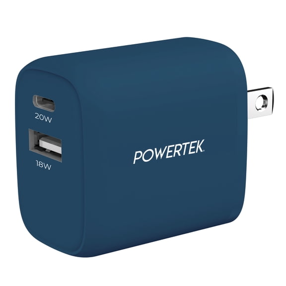Denim Dual USB-A / USB-C Wall Charger - Blue