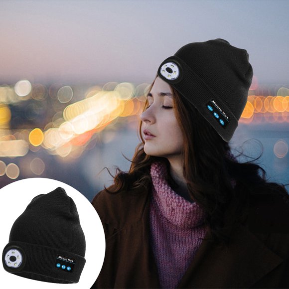 EGNMCR Bluetooth Earbuds Earbuds Wireless Bluetooth 3 In 1 Wireless Bluetooth Headphone Led Thermal Lamp Cap Outdoor Night Run Lighting Red Blue Flashing Bluetooth Cap Bluetooth hat