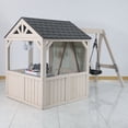 thumbnail image 5 of Outdoor Playhouse with Kitchen, Realistic Pretend Wooden Playhouse for Toddlers 3-8, Working Door, Windows & Service Counter, 5 of 7