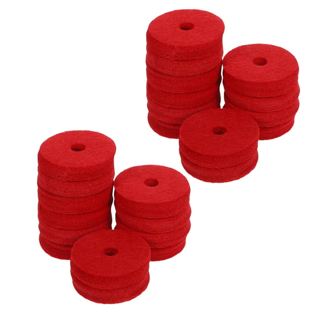Homoyoyo Ensemble de Remplacement de 24 Feutres Rouges pour Cymbales, Protection et Absorption des Vibrations pour Cymbales à Tambour