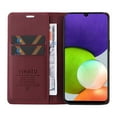 thumbnail image 5 of Decase Samsung Galaxy A22 5G Wallet Case, Premium Leather Kickstand Durable Magnetic Clase Folio with Credit Card Holder Slots Shockproof Cover For Samsung Galaxy A22 5G, Winered, 5 of 10