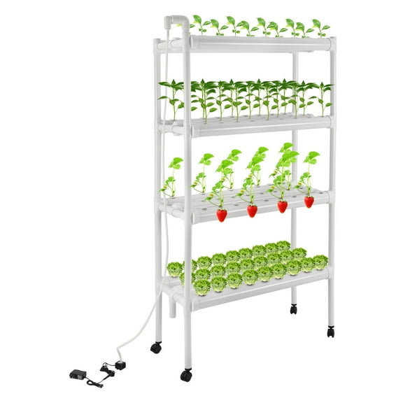 TFCFL 4 Tier Hydroponic Grow Stand Hydroponics System Plants Vegetables Growing Kit with 12 Planting Tubes & 108 Plant Site