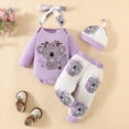 thumbnail image 2 of HCNTES Baby Girl Clothes Fall Winter Baby Girls Clothes Short Sleeve Cartoon Prints Romper Elastic Waist Shorts Headband Set Toddler Cute Summer Outfits, 2 of 4